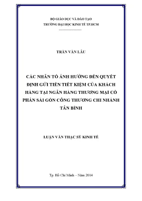 Các yếu tố ảnh hưởng đến quyết định gửi tiền tiết kiệm