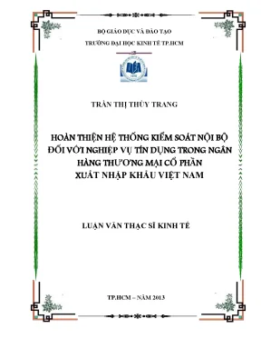 Hoàn thiện hệ thống kiểm soát nội bộ trong tín dụng tại