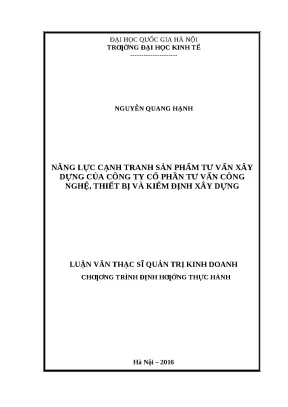 Năng Lực Cạnh Tranh Sản Phẩm Tư Vấn Xây Dựng Của Công Ty