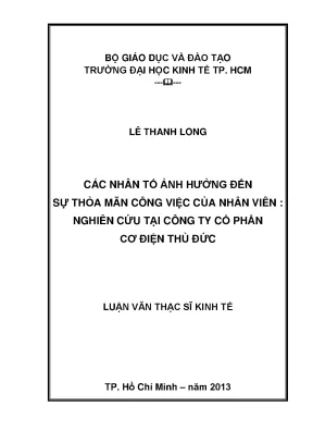 Nhân Tố Ảnh Hưởng Đến Sự Thỏa Mãn Công Việc Của Nhân