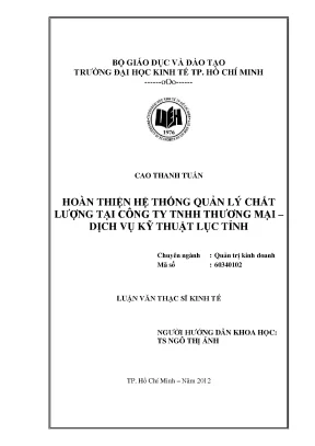 Hoàn thiện hệ thống quản lý chất lượng tại công ty TNHH