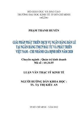Giải pháp phát triển dịch vụ ngân hàng bán lẻ tại BIDV
