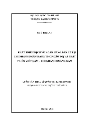 Phát Triển Dịch Vụ Ngân Hàng Bán Lẻ Tại BIDV Quảng Nam