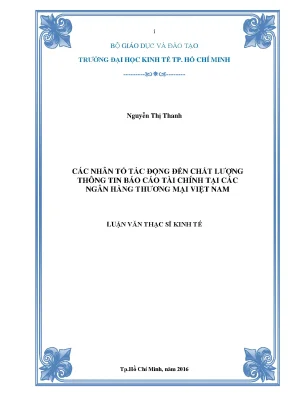 Những Nhân Tố Ảnh Hưởng Đến Chất Lượng Thông Tin Báo Cáo