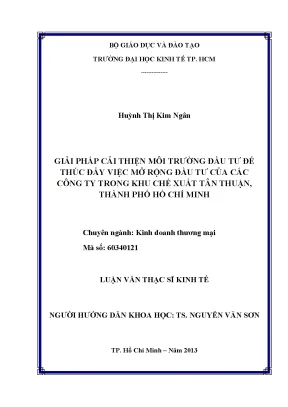 Giải pháp cải thiện môi trường đầu tư tại khu chế xuất