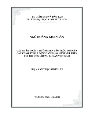 Nhân Tố Ảnh Hưởng Đến Cấu Trúc Vốn Các Công Ty Bất Động