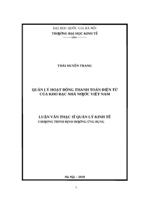 Quản lý thanh toán điện tử tại Kho bạc Nhà nước Việt Nam
