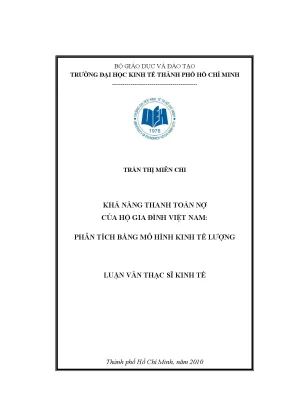 Phân tích khả năng thanh toán nợ của hộ gia đình Việt Nam