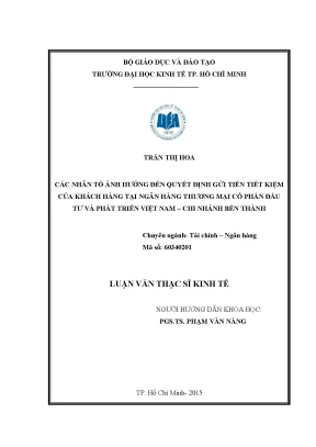 Các yếu tố ảnh hưởng đến quyết định gửi tiền tiết kiệm