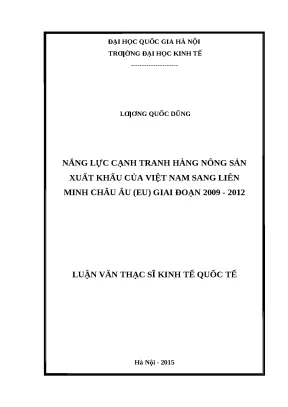 Năng Lực Cạnh Tranh Xuất Khẩu Nông Sản Việt Nam Sang EU