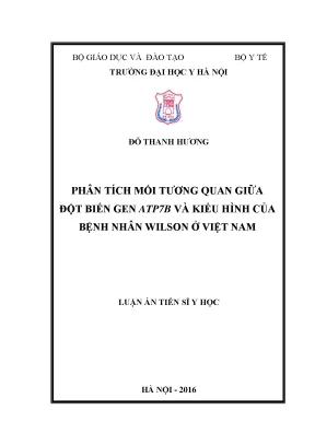 Luận án tiến sĩ phân tích mối tương quan giữa đột biến gen atp7b và kiểu hình trên bệnh nhân wilson ở việt nam