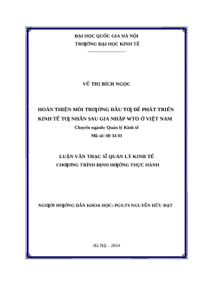 Hoàn thiện môi trường đầu tư để phát triển kinh tế tư