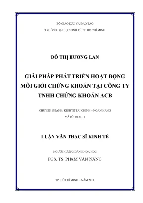 Luận văn: Phát triển môi giới chứng khoán tại ACBS