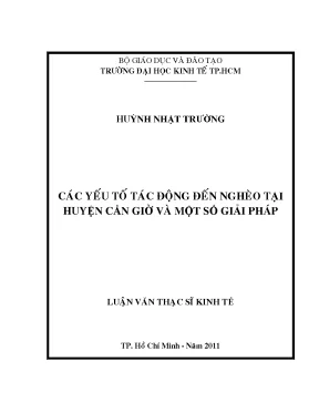 Các yếu tố tác động đến nghèo tại huyện Cần Giờ và giải