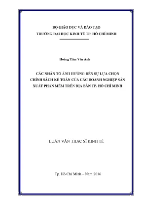 Những Nhân Tố Ảnh Hưởng Đến Chính Sách Kế Toán Của Doanh