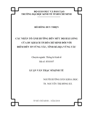 Các yếu tố ảnh hưởng đến sự hài lòng của du khách TP.Hồ