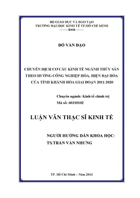 Chuyển dịch cơ cấu kinh tế ngành thủy sản tỉnh Khánh Hòa