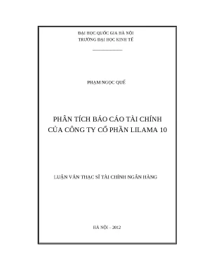 Phân Tích Báo Cáo Tài Chính Công Ty Cổ Phần Lilama 10