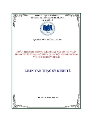 Cải thiện hệ thống kiểm soát nội bộ tại ngân hàng TMCP