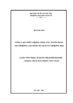 Nâng cao chất lượng tuyển dụng tại trường cao đẳng du lịch