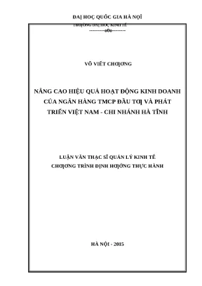 Nâng cao hiệu quả kinh doanh tại ngân hàng TMCP Đầu tư