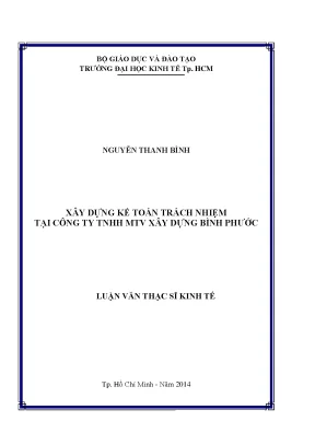 Xây Dựng Kế Toán Trách Nhiệm Tại Công Ty TNHH MTV Xây