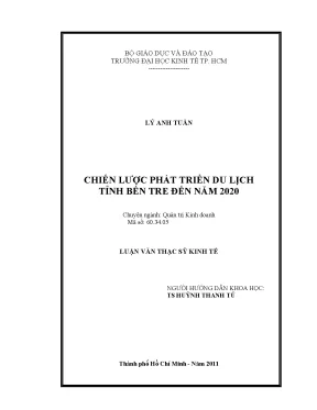 Chiến Lược Phát Triển Du Lịch Tỉnh Bến Tre Đến Năm 2020