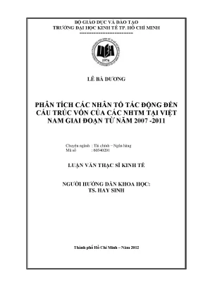 Phân Tích Các Nhân Tố Tác Động Đến Cấu Trúc Vốn Ngân