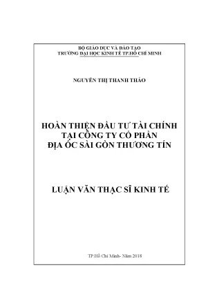Luận văn: Đầu tư tài chính tại Sacomreal (TTC Land) - UEH