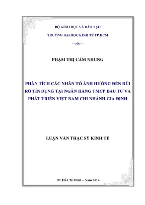 Luận văn: Phân tích các nhân tố ảnh hưởng rủi ro tín dụng