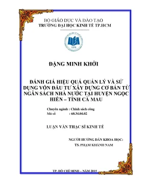 Hiệu quả quản lý vốn đầu tư XDCB tại Ngọc Hiển, Cà Mau