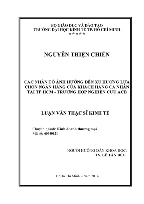 Xu hướng chọn ngân hàng: Nghiên cứu tại ACB, TPHCM