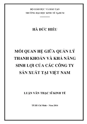 Luận văn: Quản lý thanh khoản và khả năng sinh lợi