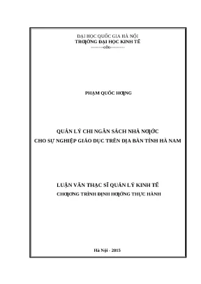 Luận văn: Quản lý chi ngân sách giáo dục tại Hà Nam