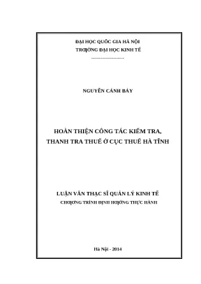 Hoàn thiện kiểm tra thanh tra thuế tại Cục thuế Hà Tĩnh