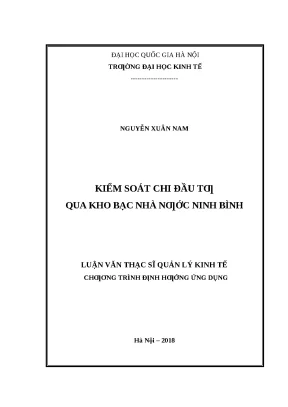 Kiểm Soát Chi Đầu Tư Qua Kho Bạc Nhà Nước Tại Ninh Bình