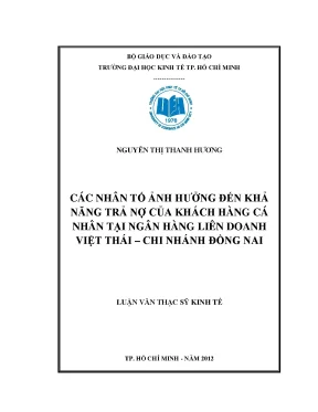 Các yếu tố ảnh hưởng đến khả năng trả nợ của khách hàng