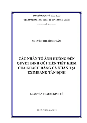 Nhân Tố Ảnh Hưởng Đến Quyết Định Gửi Tiền Tiết Kiệm Tại