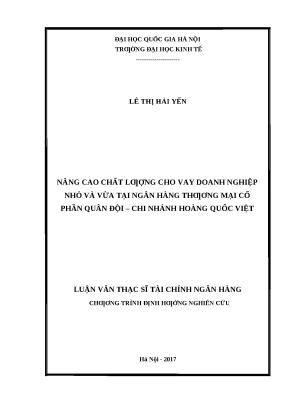 Nâng cao chất lượng cho vay doanh nghiệp nhỏ và vừa tại