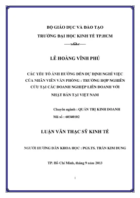 Yếu tố ảnh hưởng ý định nghỉ việc tại DN Nhật (Luận văn)