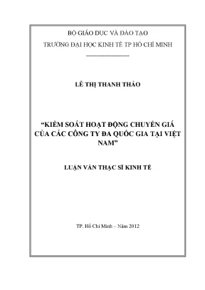 Luận văn kiểm soát hoạt động chuyển giá tại Việt Nam