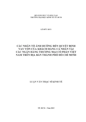 Các yếu tố ảnh hưởng đến quyết định vay vốn của khách
