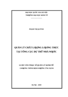 Quản lý chất lượng lương thực tại Tổng cục Dự trữ Nhà nước