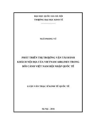 Luận văn: Phát triển thị trường nội địa Vietnam Airlines