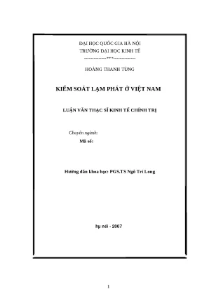 Kiểm Soát Lạm Phát Ở Việt Nam: Giải Pháp Và Kinh Nghiệm
