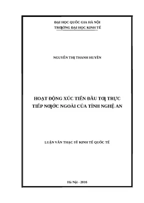 Hoạt động xúc tiến đầu tư trực tiếp nước ngoài tại Nghệ An