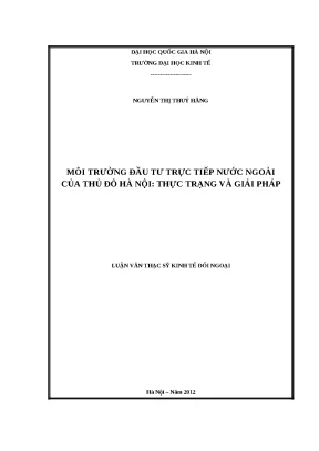 Môi Trường Đầu Tư Trực Tiếp Nước Ngoài Tại Hà Nội: Thực