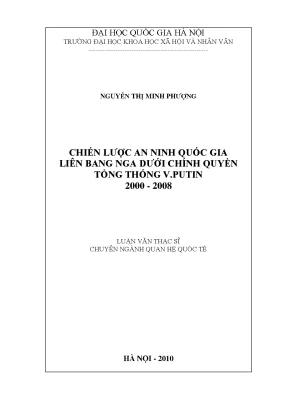 Chiến Lược An Ninh Quốc Gia Nga Dưới Thời Tổng Thống