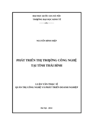 Phát Triển Thị Trường Công Nghệ Tại Tỉnh Thái Bình