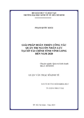 Giải pháp nâng cao quản trị nguồn nhân lực tại Sở Tài